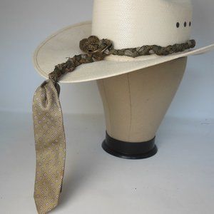 Braided hatband, western style handcrafted silk hatband unique one of a kind USA